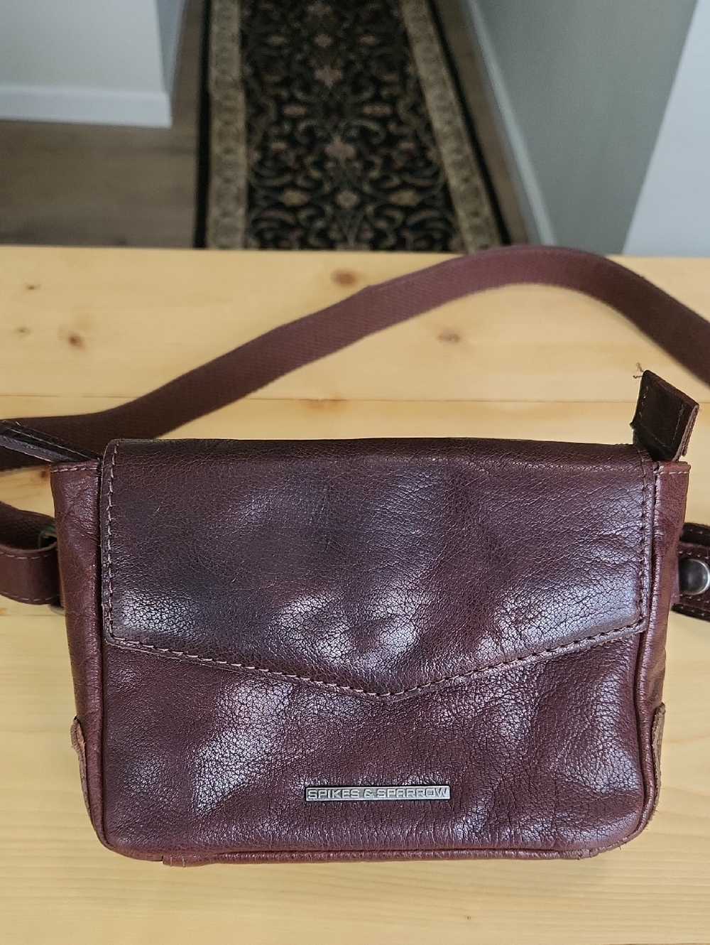 Spikes & Sparrow Leather Crossbody Belt Bag Brown Multi Pocket Fanny Pack Unisex - Picture 4 of 17